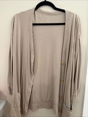 Kyte Baby Light Taupe Open Cardigan Sweater with Button Front